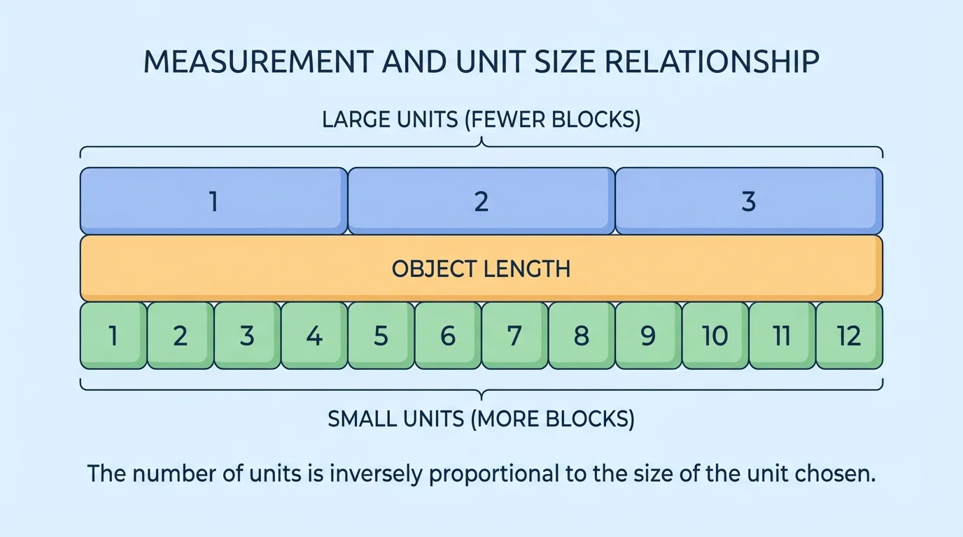 a strip length covered by a few large unit blocks and many small unit blocks