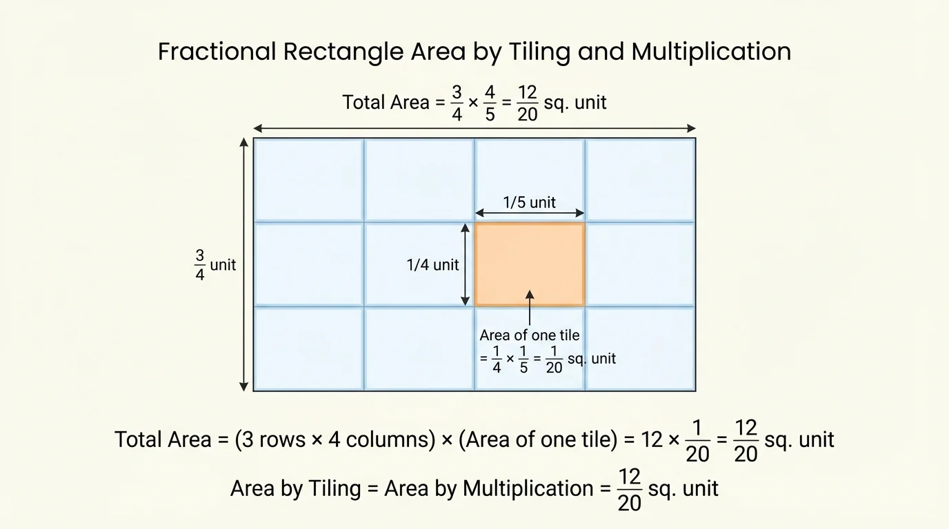 Rectangle divided into 3 columns and 4 rows with one small tile highlighted as a unit fraction area tile
