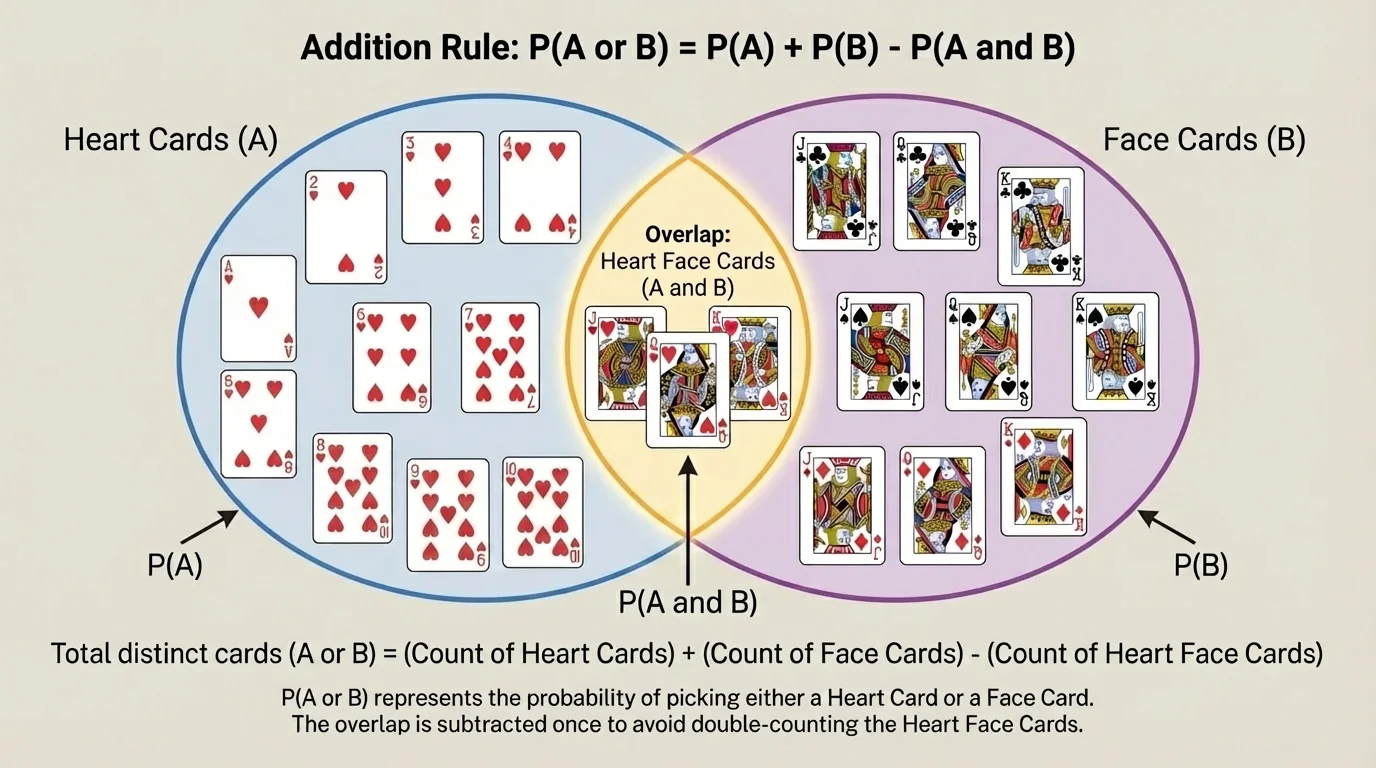 Small set of playing cards showing heart cards and face cards, with the jack of hearts, queen of hearts, and king of hearts highlighted as the overlap