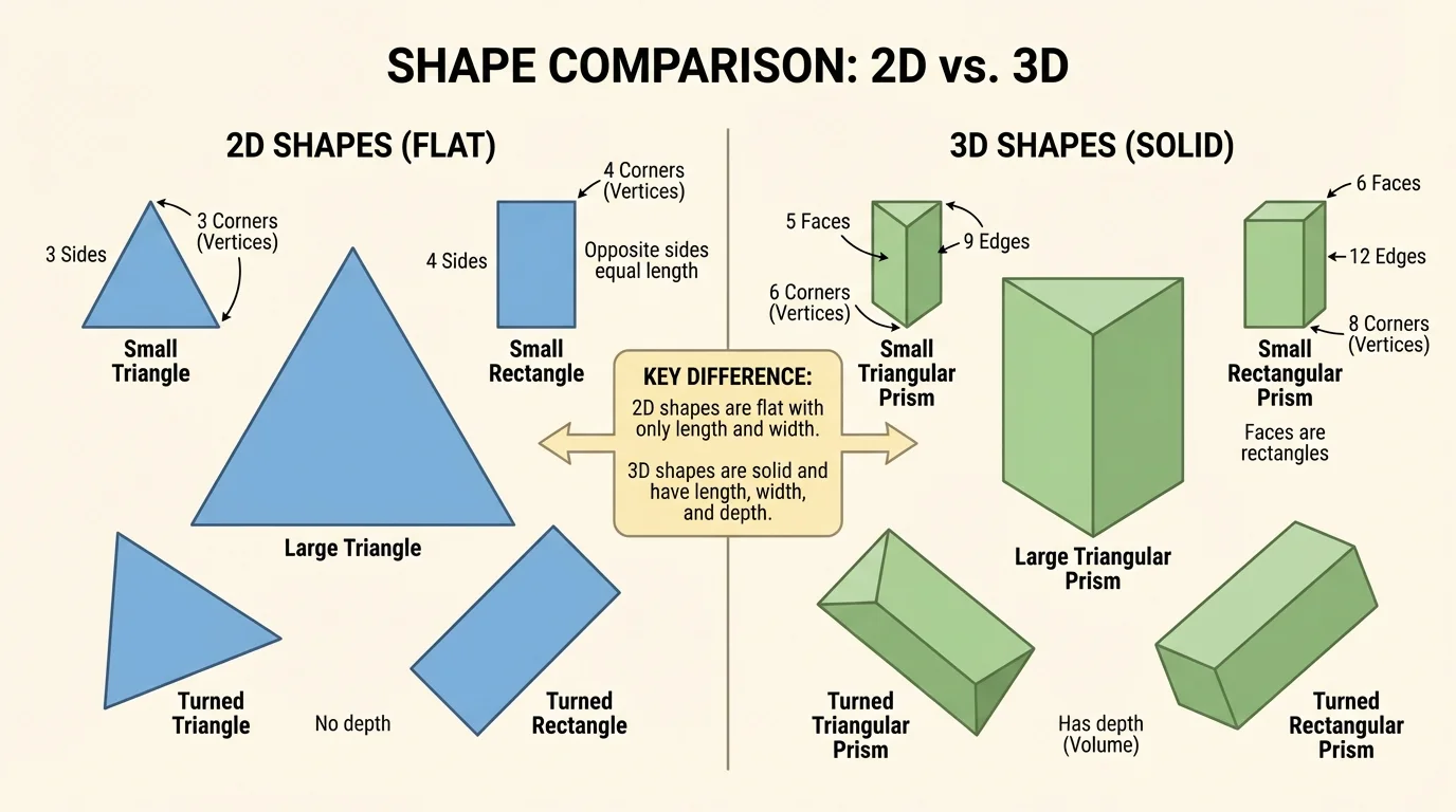 small triangle, large triangle, and turned triangle; small rectangle and turned rectangle