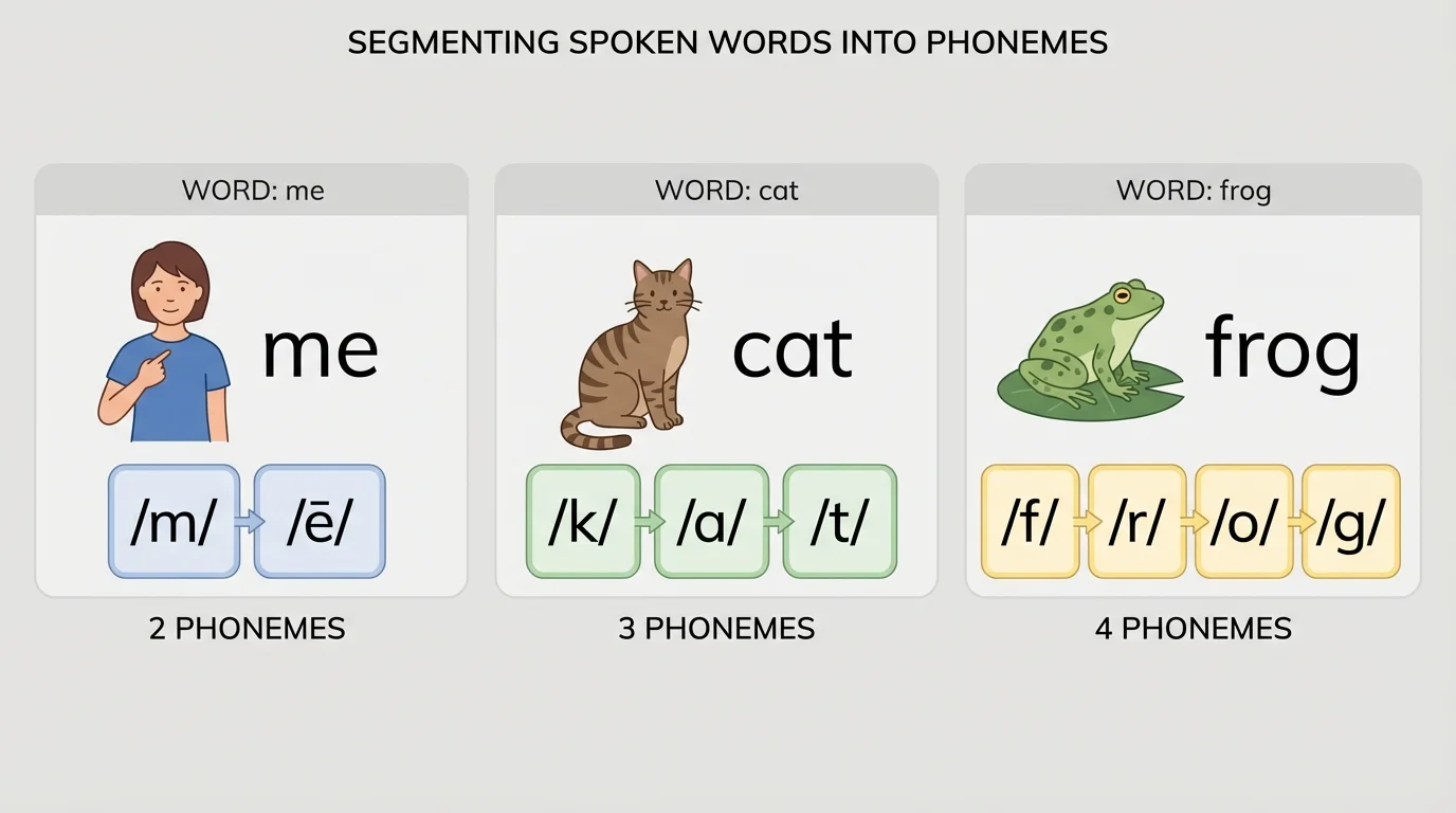 pictures for me cat and frog with sound boxes showing 2 3 and 4 phonemes from left to right