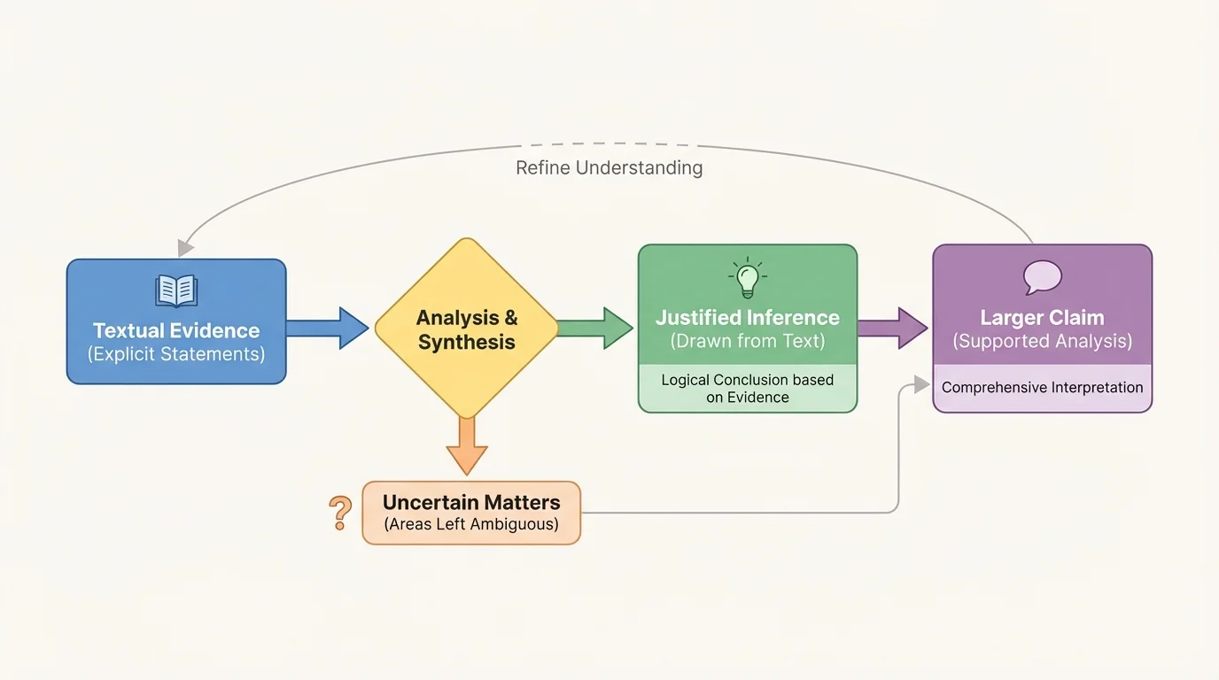 flowchart showing how quoted details lead to a justified inference and then a larger claim