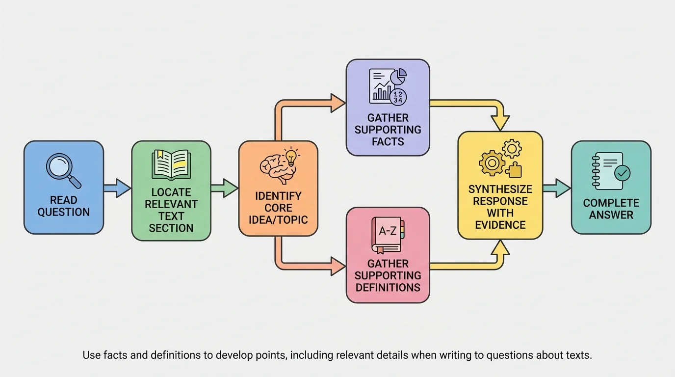 flowchart showing steps for writing a complete response to a text question