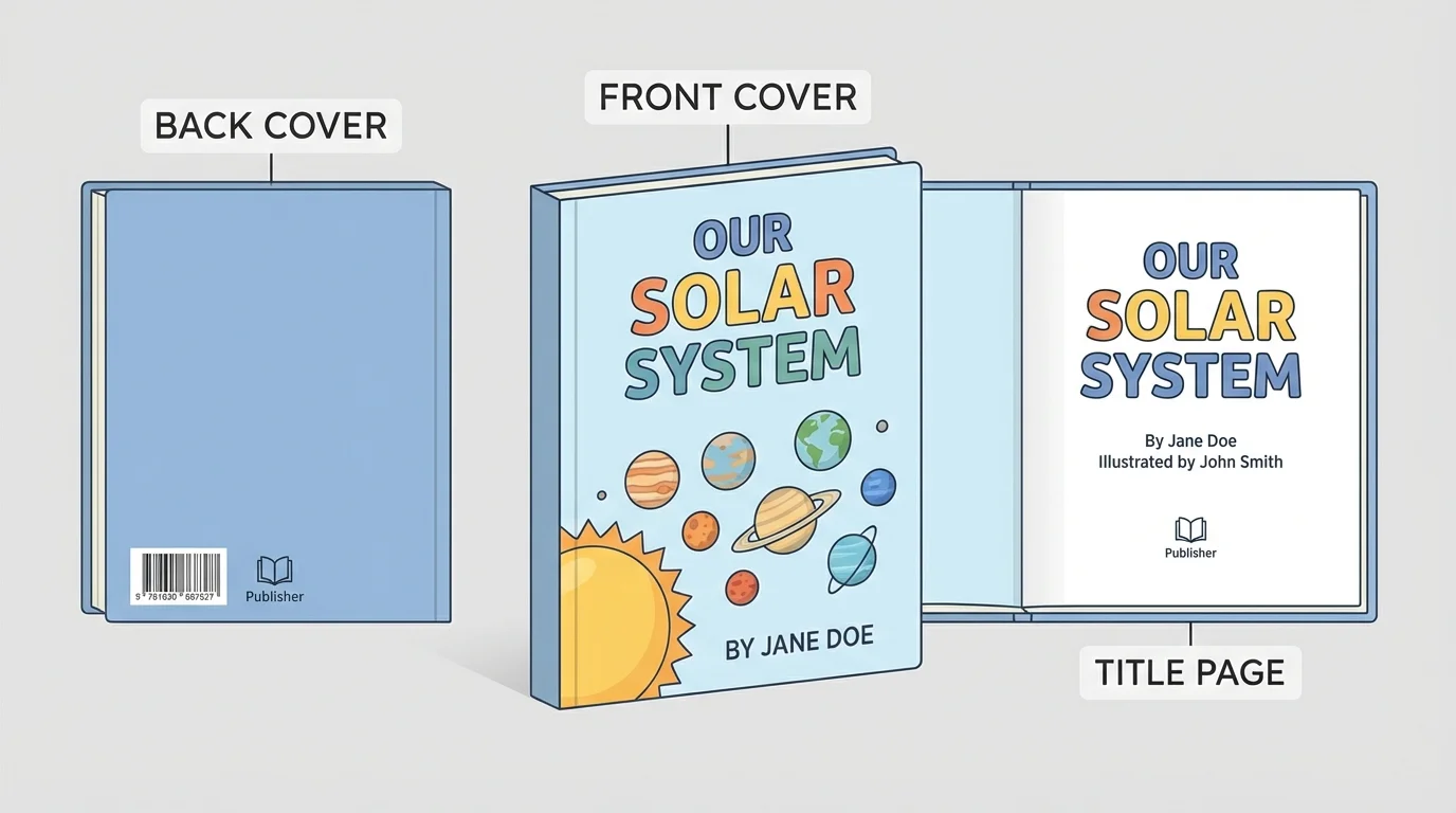 child's book standing upright with the front cover facing forward, showing a large title, picture, and author name