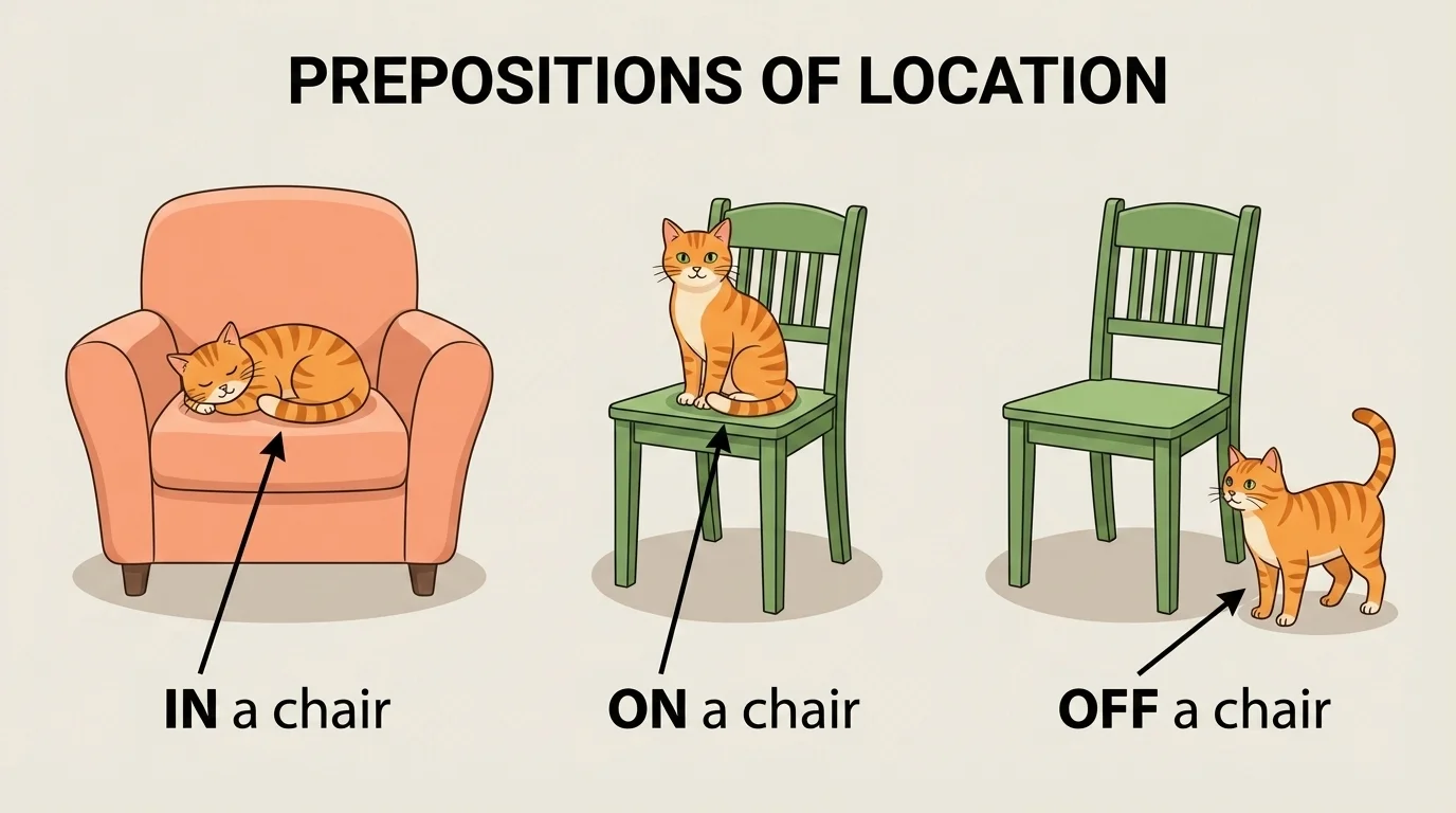 cat in a chair, cat on a chair, and cat off a chair in three side-by-side scenes