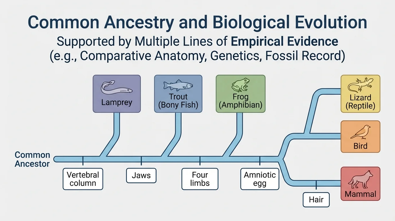 cladogram of vertebrates with traits such as vertebral column, jaws, four limbs, amniotic egg, and hair marked along branches