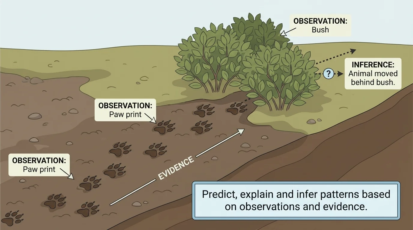 muddy ground with paw prints leading behind a bush, with no animal visible