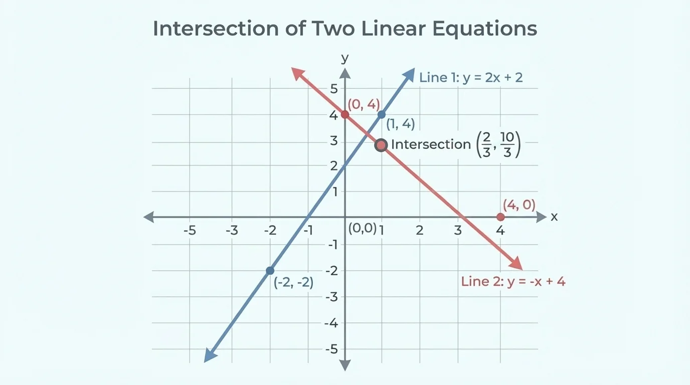 Graph with two labeled lines crossing at one point on a coordinate plane