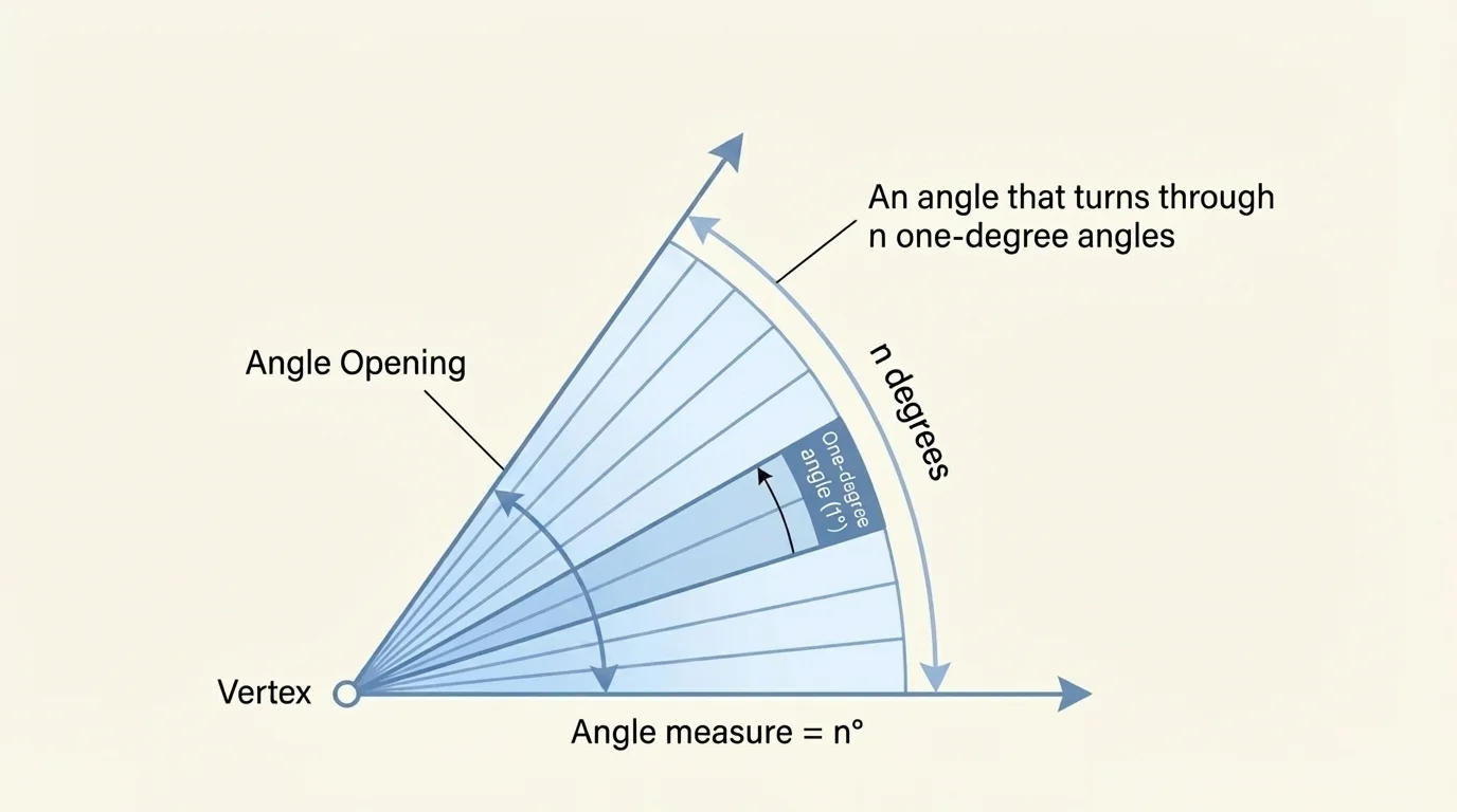 Two rays sharing a common endpoint, labeled vertex and angle opening