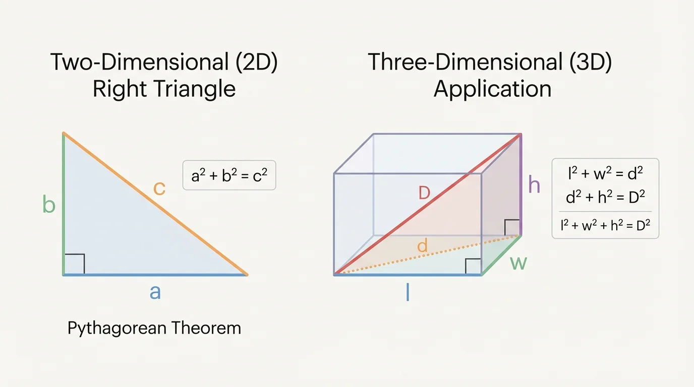 right triangle with a right-angle marker, legs labeled a and b, and hypotenuse labeled c opposite the right angle