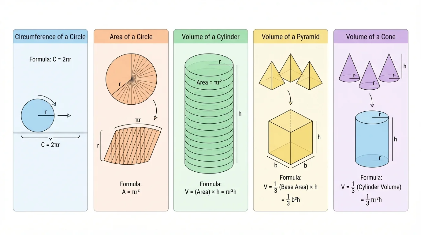 Cylinder shown as many thin circular slices stacked vertically, with radius and height labeled